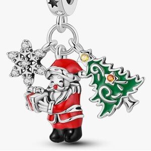 Christmas silver Santa charm sterling silver fits all pandoras